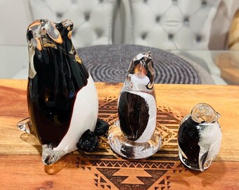 ヴィンテージ ムラーノ スタイル ガラス ペンギン フィギュア