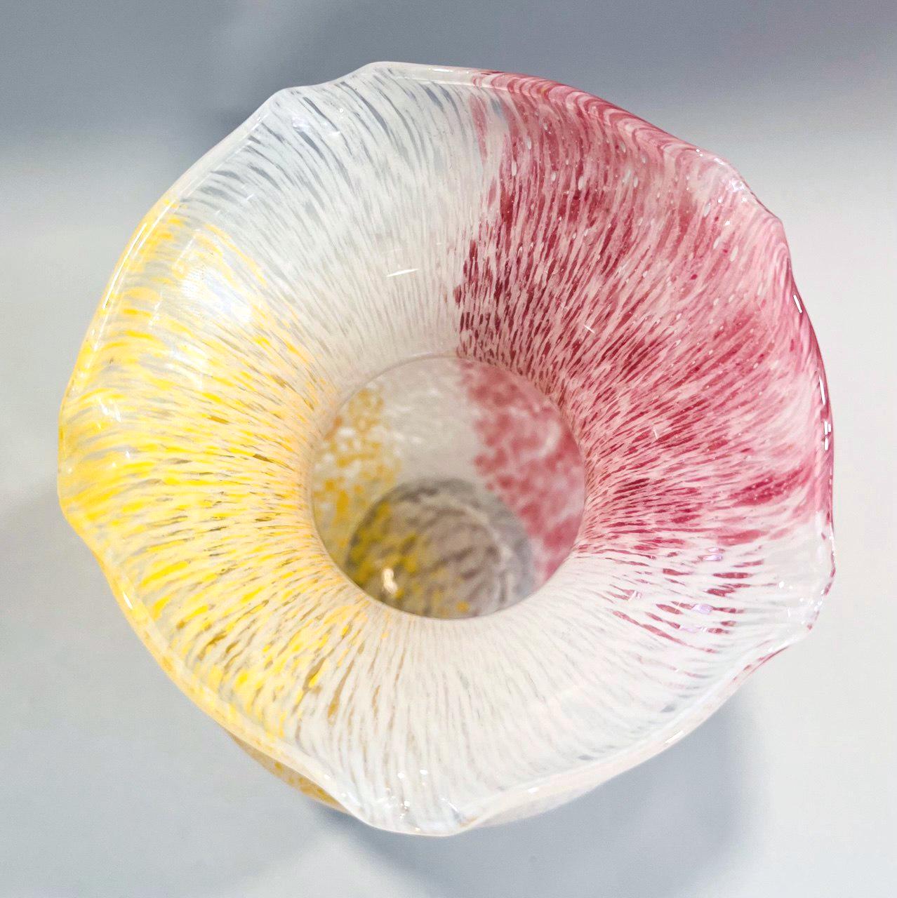 ヴィンテージ ムラーノ クリスタル花瓶：手作りのイタリア製アート