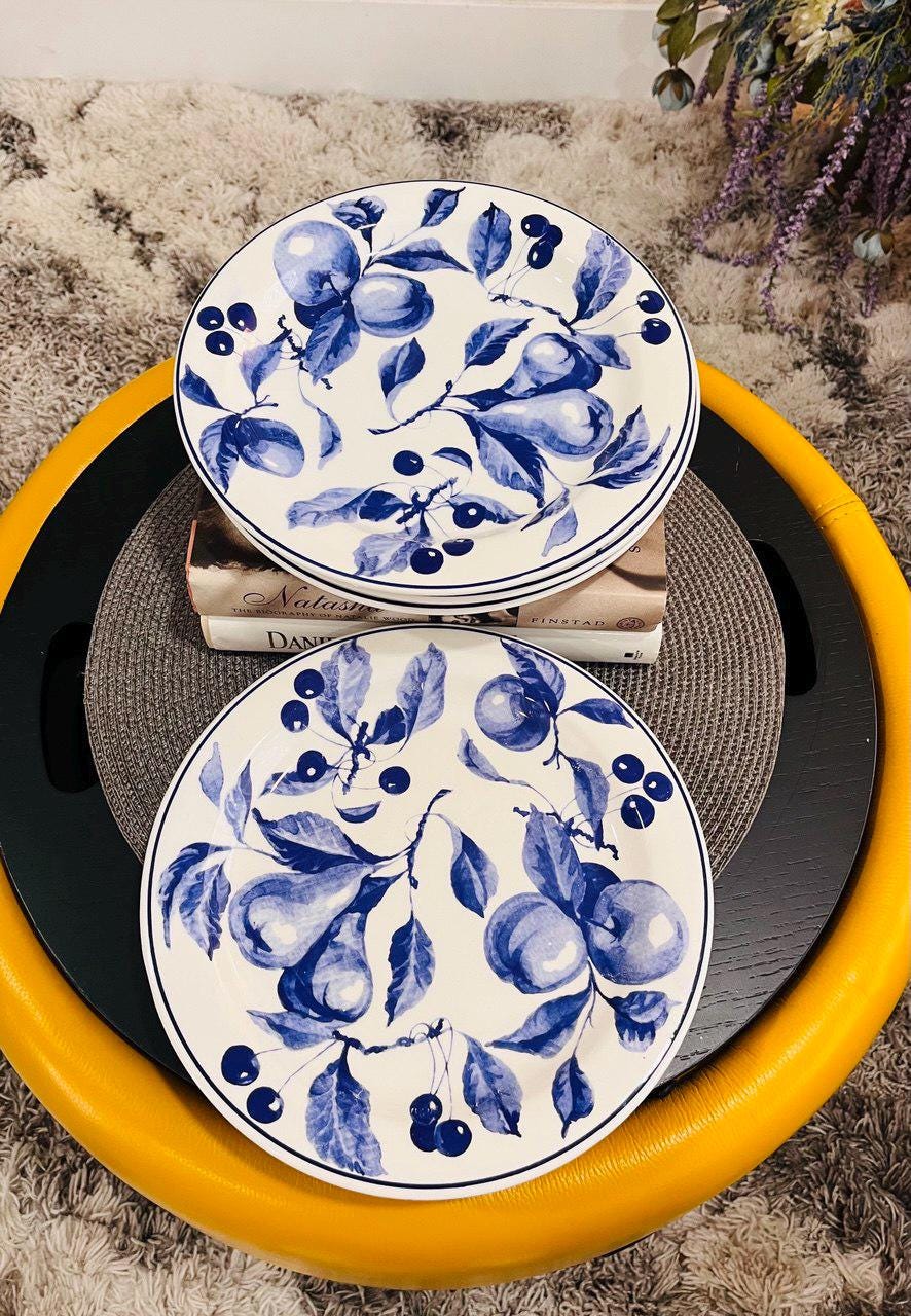 quadrifoglio フルーツ柄　深皿　イタリア製　6枚セット Set of Six Ceramica Quadrifoglio Made in Italy Dinner Plates