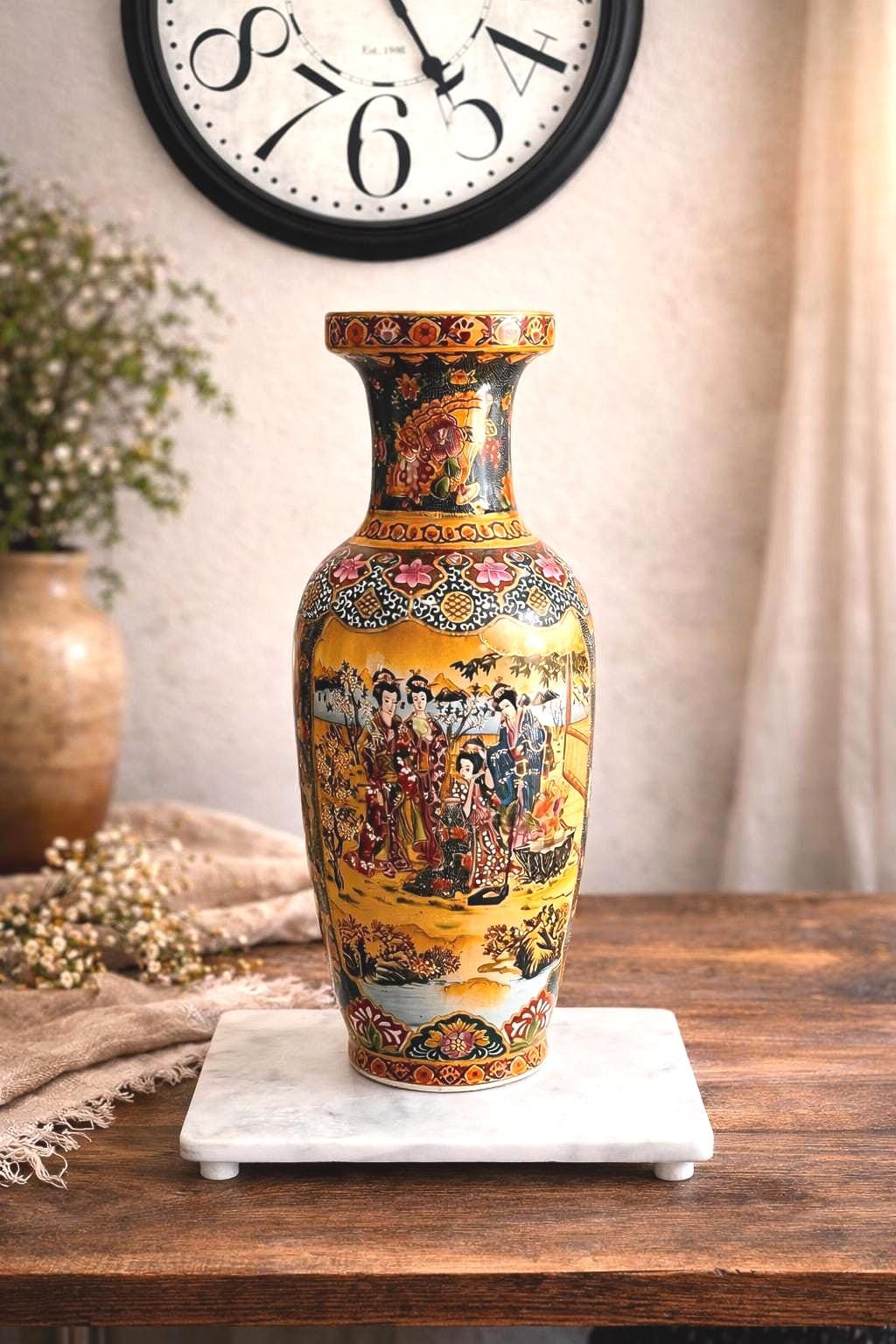 Vintage Japanese Satsuma Oriental Floor Vase – 24