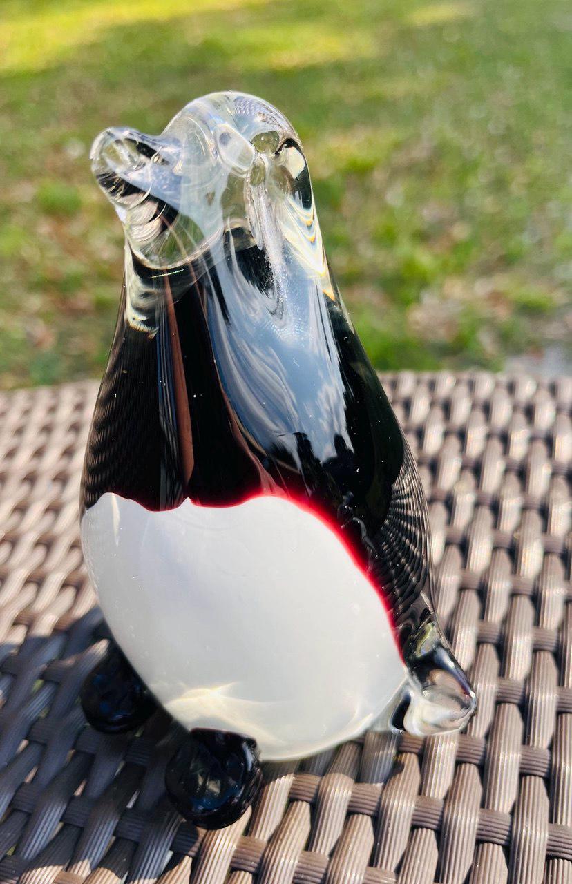 ヴィンテージ ムラーノ スタイル ガラス ペンギン フィギュア