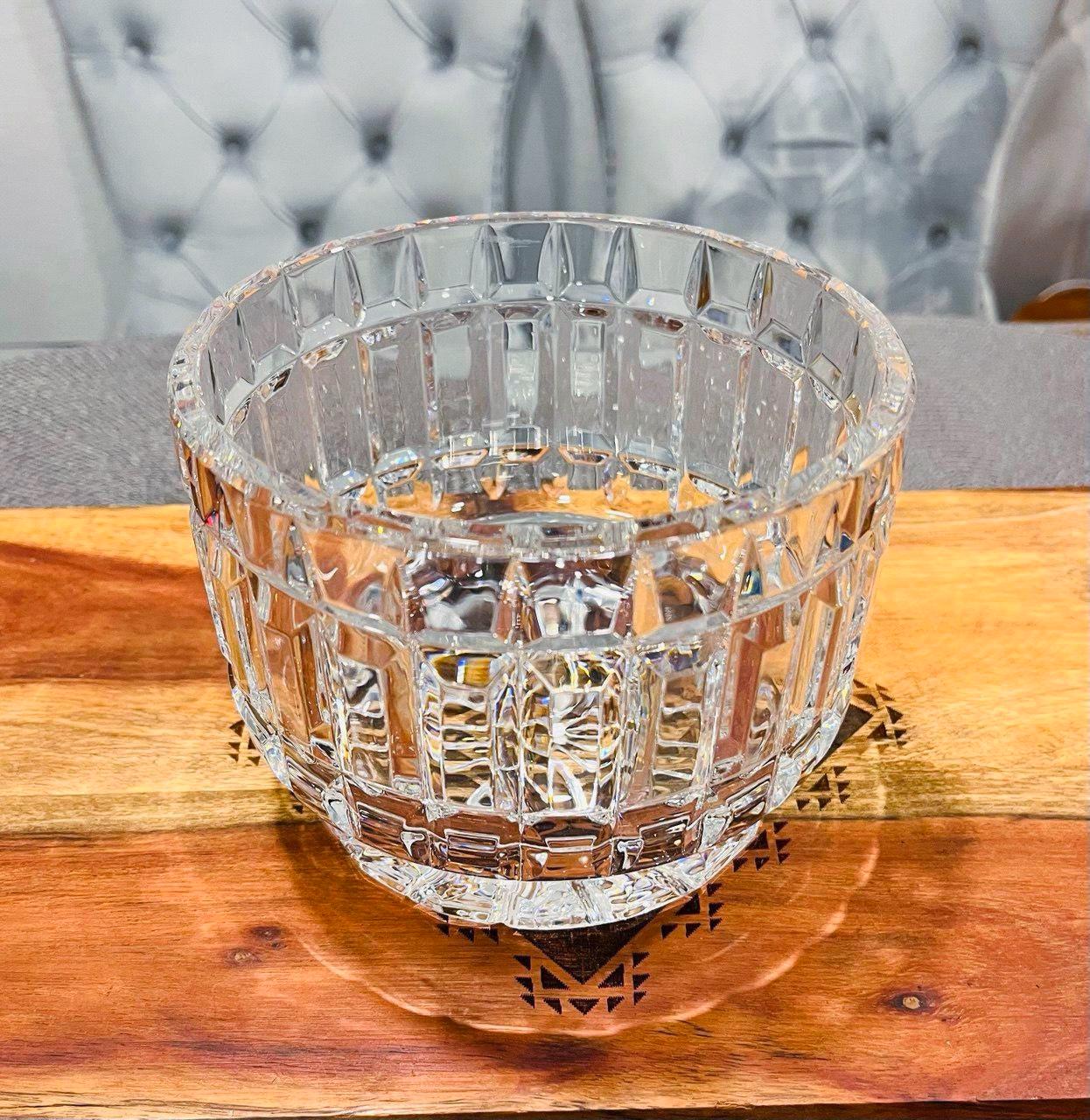 DRESDEN KRISTALL 花瓶 Vintage Dresden Hand-cut Lead Crystal Bowl Vase: Signed German