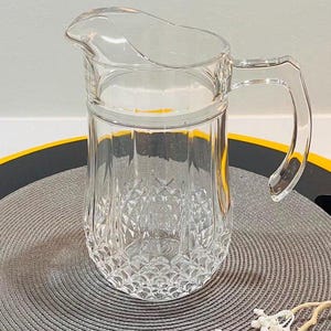 Vintage Cristal D&#39;Arques Elegant Crystal Glass 48 Oz Pitcher 9.5&quot; Kitchen Decor Made in France Discontinued