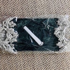 Godinger Silver-Plated Green Marble Tray with Grape Server