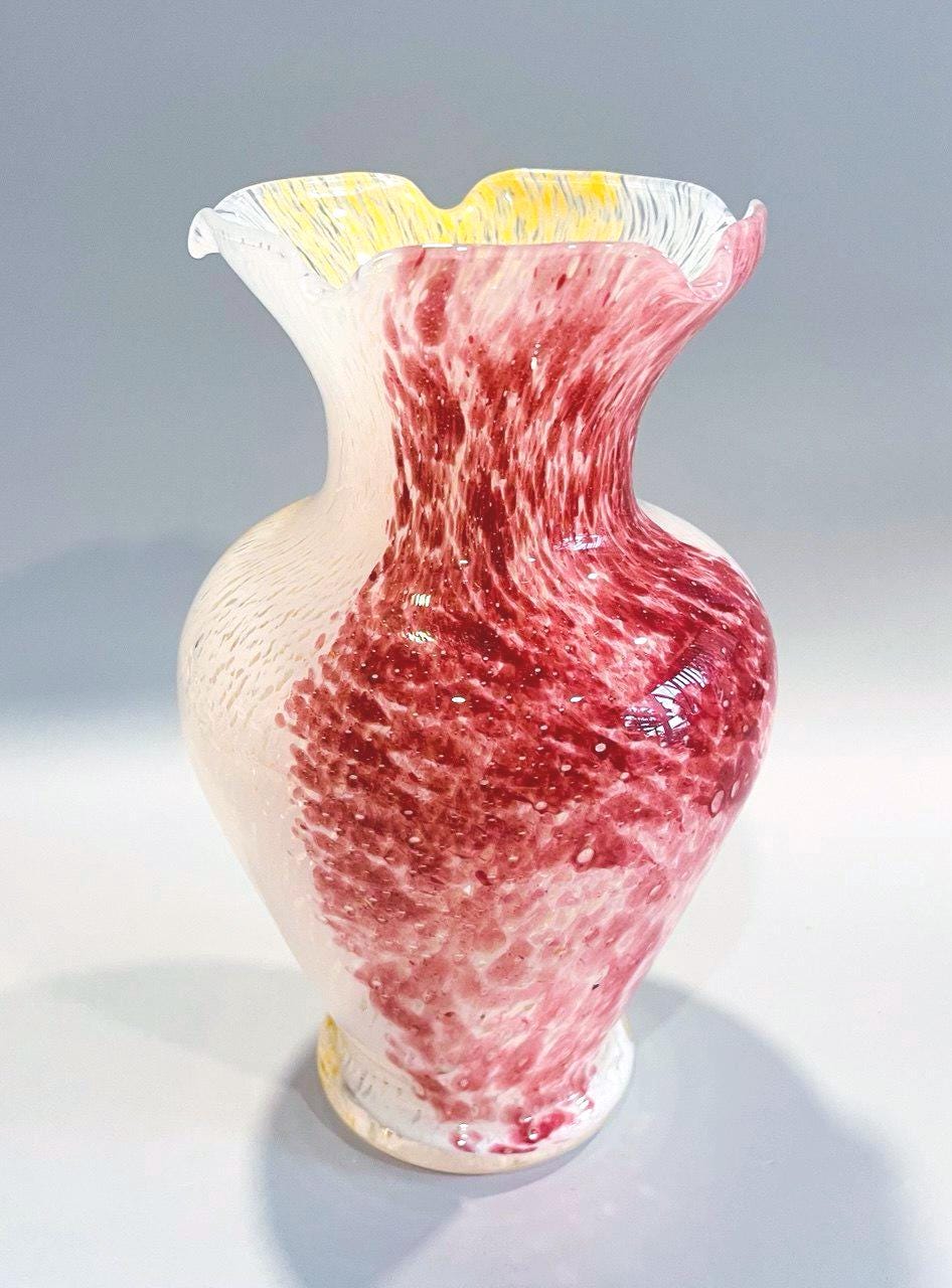ヴィンテージ ムラーノ クリスタル花瓶：手作りのイタリア製アート