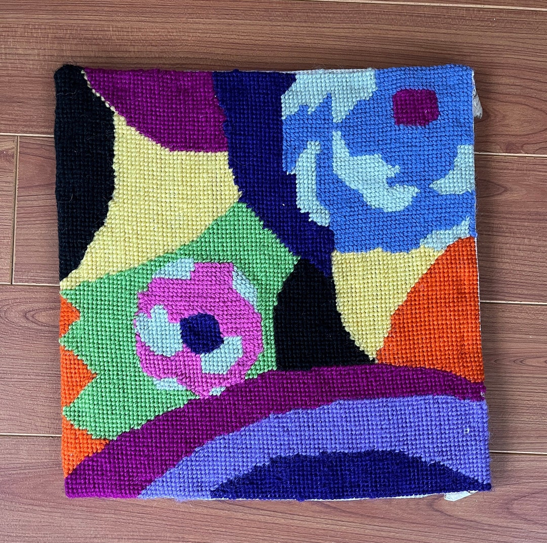 Fantastic Abstract Art Needlepoint in Pink Purple Yellow Etsy