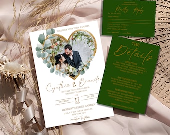 Sage Green Gold Wedding Invitation Template Greenery Wedding Invite Greenery Eucalyptus Invites Set Eucalyptus Printable Wedding Invitation