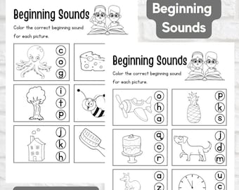 Beginning Sounds Worksheets for Kids Fun Phonics Worksheets for Letter Sounds Grade 1 Learning Activities Phonics Practice Literacy Preschoo
