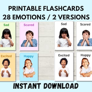 Tarjetas didácticas de emociones con fotografías, 28 tarjetas didácticas de emociones reales de niños, actividad de aprendizaje educativa y Montessori, tarjetas didácticas de sentimientos de niños