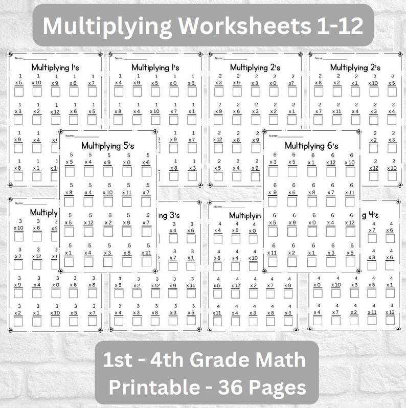 Multiplication Worksheets for Kids, 36 Pages of Math Practice,times ...
