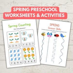 Spring Preschool Worksheets Counting Matching Tracing Scissor Skills Colouring Homeschool Kindergarten Montessori Activities InstantDownload