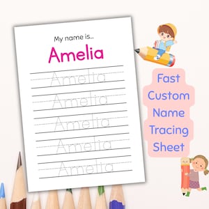 Custom Name Tracing Sheet – Personalized Name Writing Worksheet Handwriting Practice for Kids Learn to Write Name Printable Name Trace Page