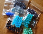 Czech Glass Beads - Various Blues Blue - Bulk Destash - 6mm Firepolish - Fire Polished Round Beads
