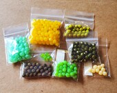 Czech Glass Beads - Various Greens Yellows - Bulk Destash - 6mm Firepolish - Fire Polished Round Beads