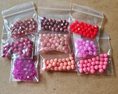 Czech Glass Beads - Various Pinks Red - Bulk Destash - 6mm Firepolish - Fire Polished Round Beads