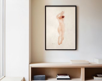 Vrouw-naakt-Auguste Rodin-figuratief-aquarel-digitale prints-interieur-beroemde schilderijen-muurdecoratie huis-muurkunst-galerij muur-Hugis Studio