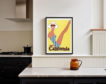 Californië-1963-Sante Fe-Poster-Reizen-Illustratie--Interieurs-Vintage Art Poster-Home Wall Decor-Digitale prints-Gallery Wall-Hugis Studio