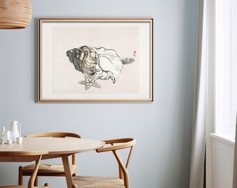 Conch-Zeester-Kōno Bairei-Seaside-Japanese-Sea-Reizen-Interieurs-Beroemde schilderijen-Wanddecoratie huis-Digitale prints-Galerijmuur-Hugis Studio