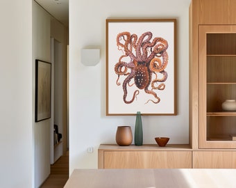 Octopus-digitale download-Beroemde schilderijen-Middellandse Zee-Vintage Art Poster-Home Wall Decor-Wall Art-Muurafdrukken-Hugis Studio