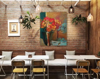 Welcoming Shabbat Art: Candles and Flowers, Jewish Giclee Print