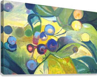 Marble Berries Art Print: Modern Nature Painting, Home Decor