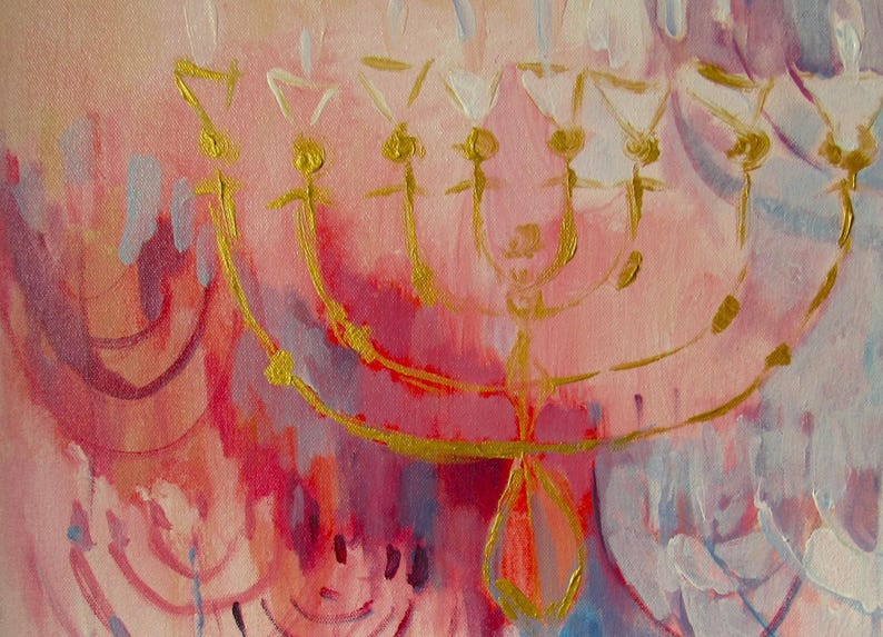 Menorah Red The Light, Judaica, Channukah, Menorah, Israel, Print on Paper, Canvas ...