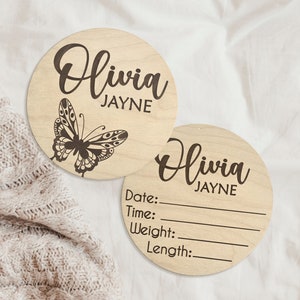 Butterfly Custom Baby Announcement Sign, Personalized Birth Stats Hospital Name Sign, Nursery Name Sign, Baby Name Sign, Birth Announcement