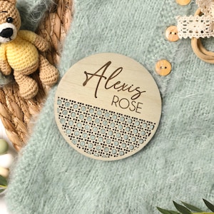 Rattan Custom Baby Announcement Sign, Personalized Birth Stats Hospital Name Sign, Nursery Name Sign, Baby Name Sign, Birth Announcement