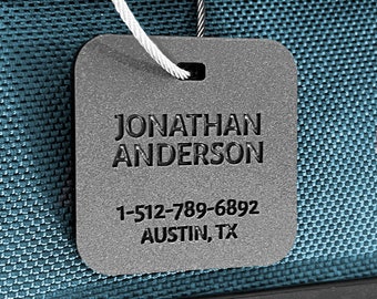 Etiquetas de equipaje personalizadas de 1/4", etiquetas para mochilas, etiquetas para bolsos, etiquetas con nombre para mochilas, etiquetas de identificación personalizadas, etiquetas de equipaje personalizadas, etiquetas negras para viajes