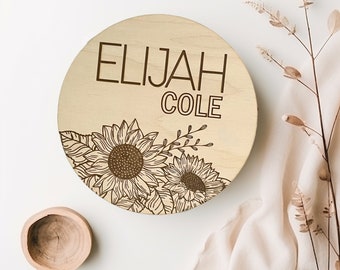 Signo de anuncio de bebé personalizado floral, signo de nombre de hospital de estadísticas de nacimiento personalizado, signo de nombre de guardería, signo de nombre de bebé, anuncio de nacimiento