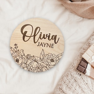 Floral Custom Baby Announcement Sign, Personalized Birth Stats Hospital Name Sign, Nursery Name Sign, Baby Name Sign, Birth Announcement