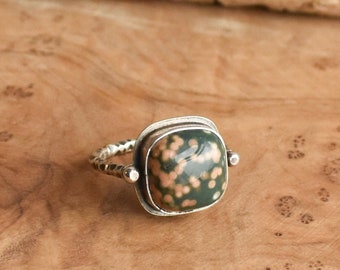 Chelsea Ring - Ocean Jasper Ring - .925 Sterling Silver - Silversmith Ring - Unusual Ring