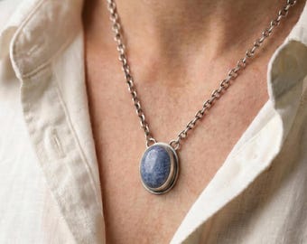 Blue Sponge Coral Necklace - Blue Sponge Coral Pendant - .925 Sterling Silver