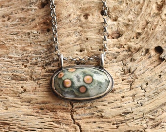 Hanging Rock Necklace  - Ocean Jasper Pendant - .925 Silversmith - Ocean Jasper Necklace - OOAK