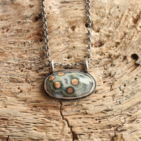 Hanging Rock Necklace  - Ocean Jasper Pendant - .925 Silversmith - Ocean Jasper Necklace - OOAK