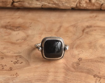 Chelsea Ring - Black Agate Ring - .925 Sterling Silver - Silversmith Ring - Unusual Ring