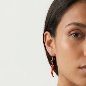 Mediterranean Coral Carnelian Turquoise Earrings - 14KT Gold Filled image 1
