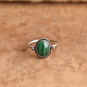 Delica Ring - Malachite Ring - .925 Sterling Silver - Malachite Stacker - Silversmith