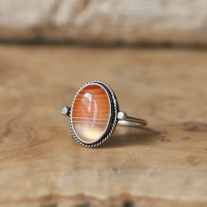 Delica Ring Red Banded Agate Ring Silversmith Ring Feminine Jewelry image 1