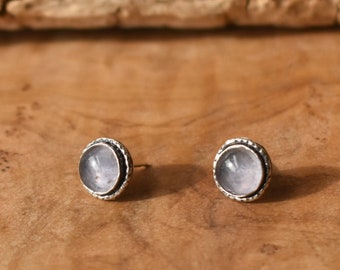 Iolite Hammered Posts - Iolite Earrings - Iolite Studs - .925 Sterling Silver - Silversmith