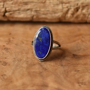 Lapis Lazuli Boho Ring Blue Lapis Ring Lapis Lazuli Ring Silversmith image 1