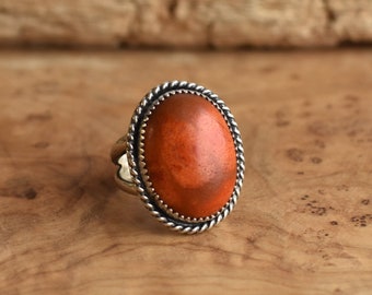 Boho Red Sponge Coral Ring - Silversmith Ring - Boho Red Coral Ring