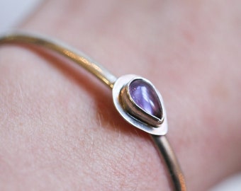 Amethyst Bracelet - Amethyst Cuff Bracelet - Open Back Amethyst Bangle