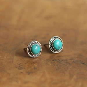 Small Western Turquoise Posts Boho Turquoise Earrings Turquoise Studs Silversmith image 1