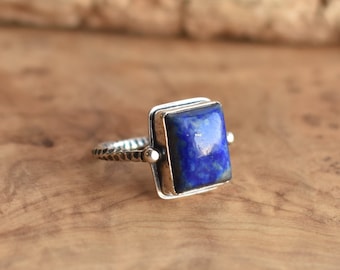 Unique Blue Lapis Ring - AA Lapis Lazuli Ring - Silversmith - .925 Sterling Silver