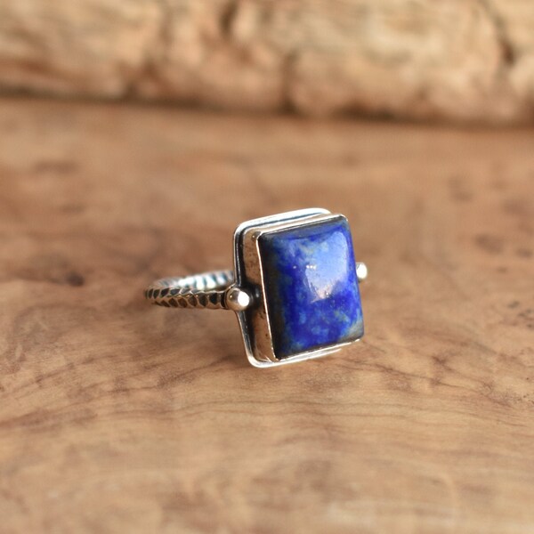 Unique Blue Lapis Ring - AA Lapis Lazuli Ring - Silversmith - .925 Sterling Silver