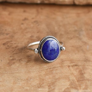 Lapis Delica Ring -  Blue Lapis Ring - Silversmith Ring - Feminine Jewelry