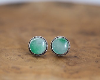 Big Jade Traditional Posts  - Jade Posts - Jade Studs - .925 Sterling Silver - 12mm Jade Post Earrings