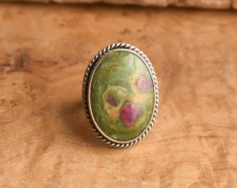 Ruby in Fuchsite Ring - Choose your Stone -  Boho Ring - .925 Sterling Silver - Big Ruby Ring