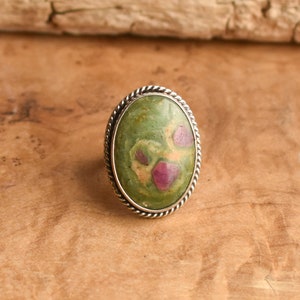 Ruby in Fuchsite Ring - Choose your Stone - .925 Sterling Silver - Big Ruby Ring